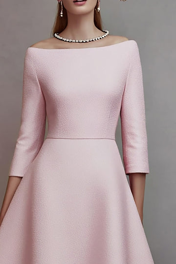 Off the Shoulder A Line Pink Work Dress